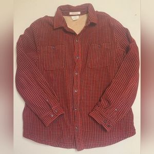 L.L. Bean Men's Fleece Flannel Size L Red Slightly Fitted Lined
